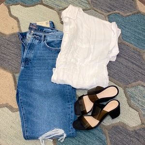 Bella Dahl white pintucked shirt